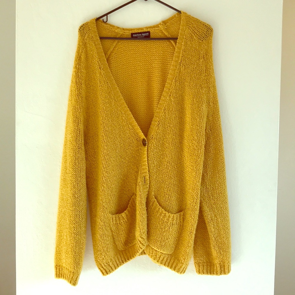 American Apparel mustard mohair sweater